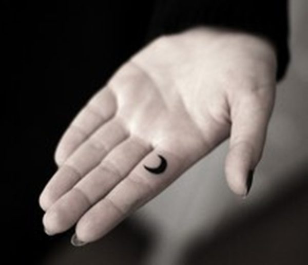 Nice Moon Tattoo On Inner Finger