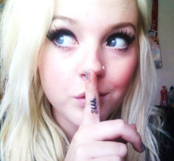 Outstanding Shhh Tattoo On Finger