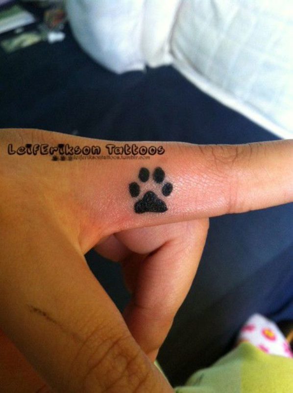Paw Tattoo On First Finger