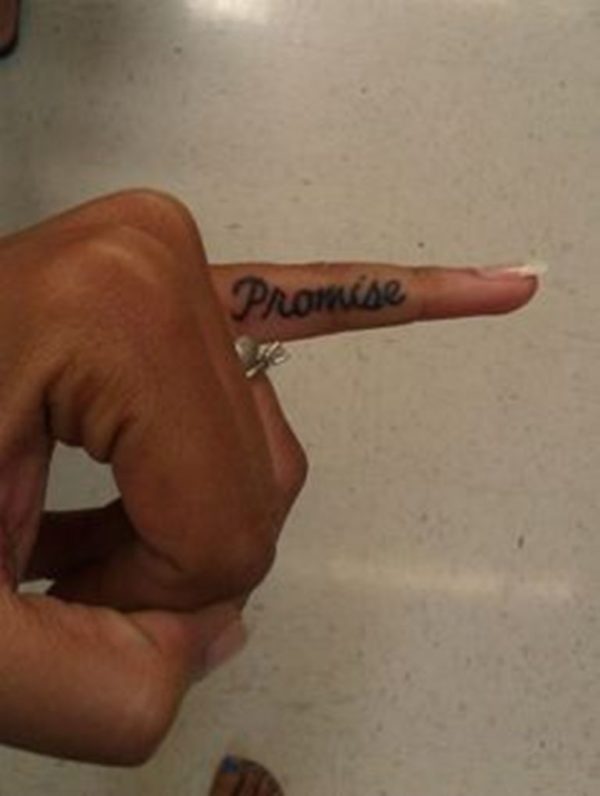 Promise Finger Tattoo On Little Finger