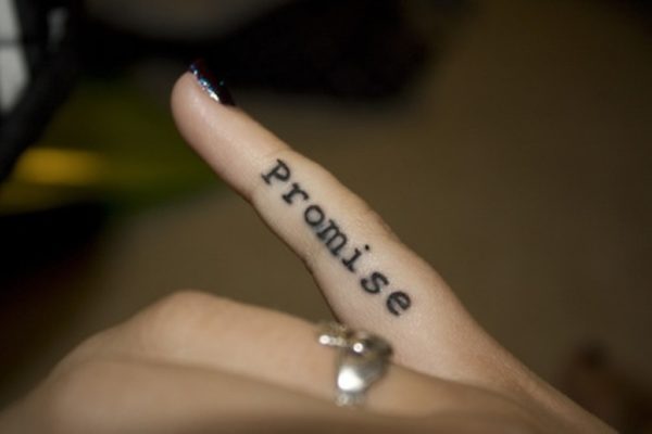 Promise Tattoo Design On Short Finger