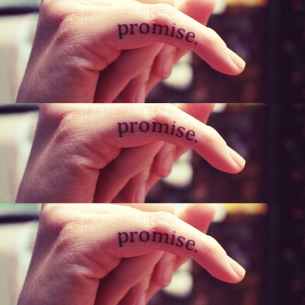 Promise Tattoo On Little Finger