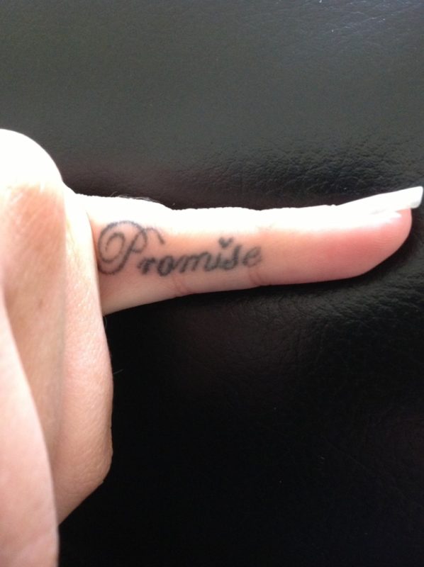 Promise Tattoo On Little Finger