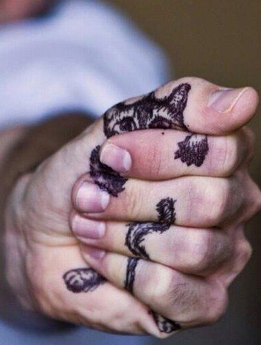 Realistic Cat Tattoo On Finger