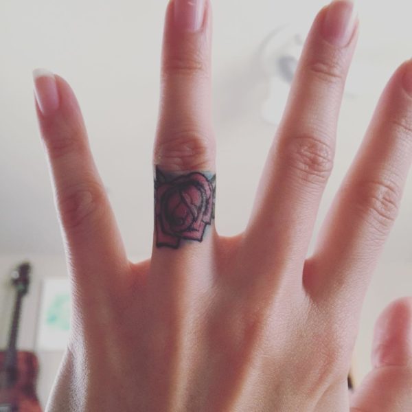 Rose Flower Finger Tattoo