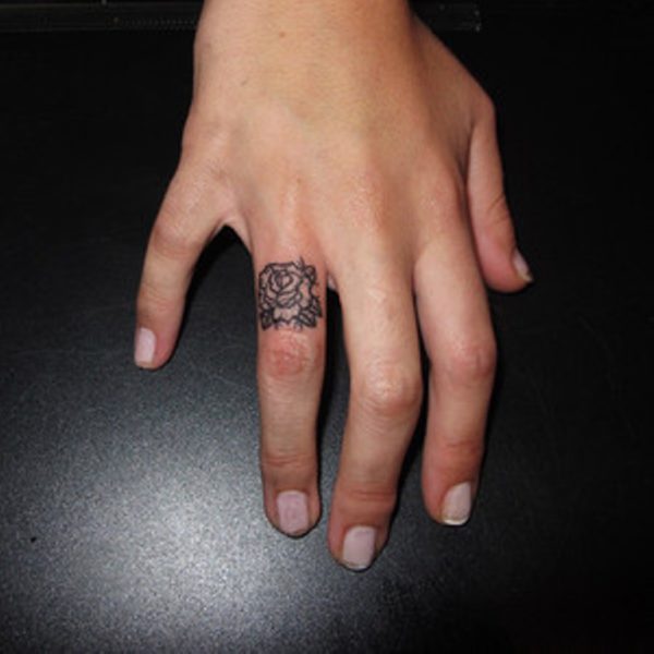 Rose Tattoo On Ring Finger