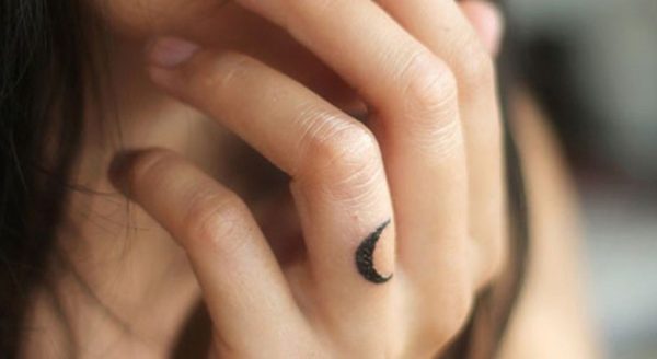 Silhouette Half Moon Tattoo On Finger