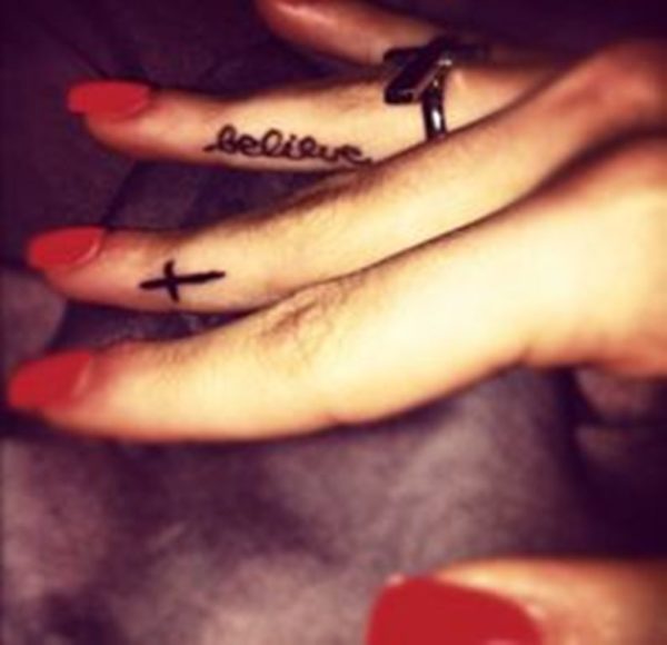Simple Believe Tattoo On Finger