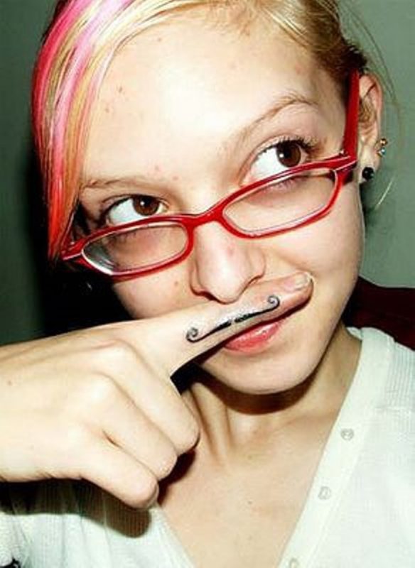 Simple Fingerstache Tattoo