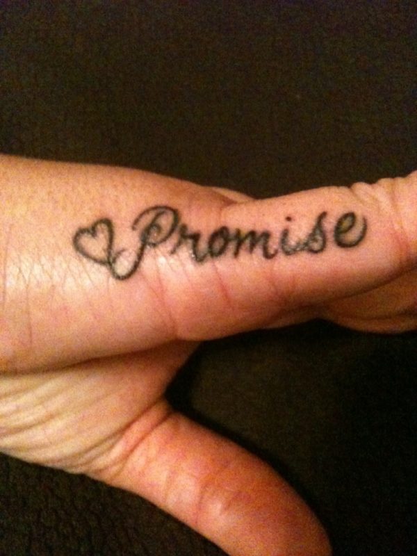 Simple Promise Tattoo On Small Finger