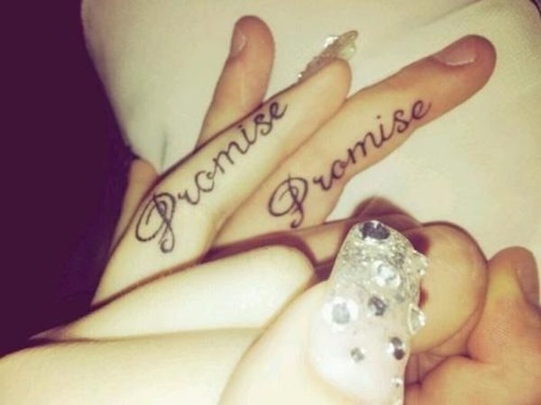 Stylish Promise Tattoo On Finger