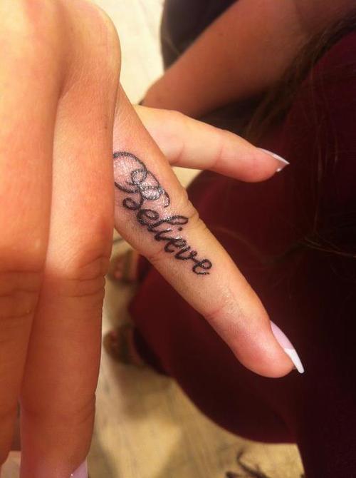 Sweet Believe Finger Tattoo