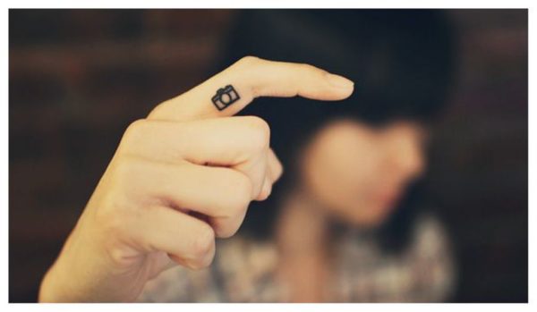 Sweet Camera Tattoo On Finger