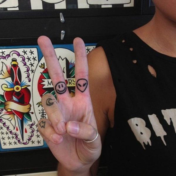 Sweet Cartoon Tattoo On Finger