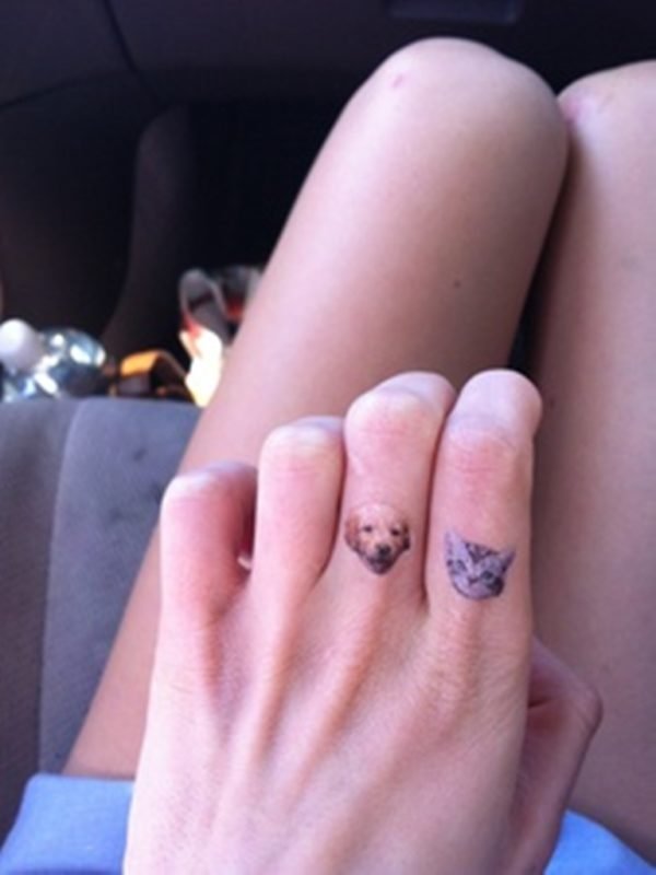 Sweet Cat And Dog Tattoo