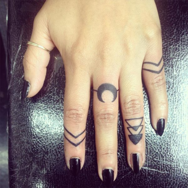 Sweet Half Moon Tattoo On Finger