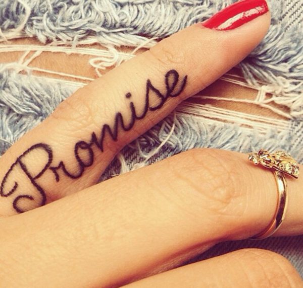 Sweet Promise Tattoo On First Finger