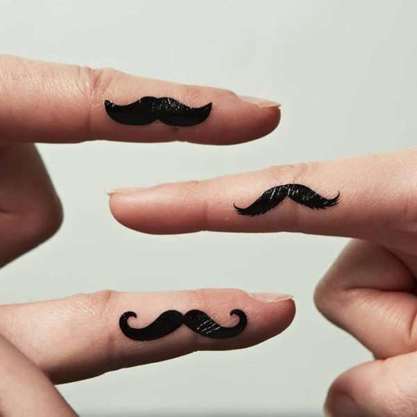 Three Mustache Tattoo On Fingers