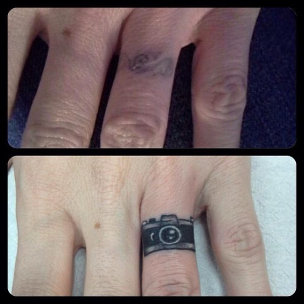 Tiny Camera Tattoos On Finger