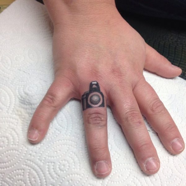 Wonderful Camera Tattoo On Finger