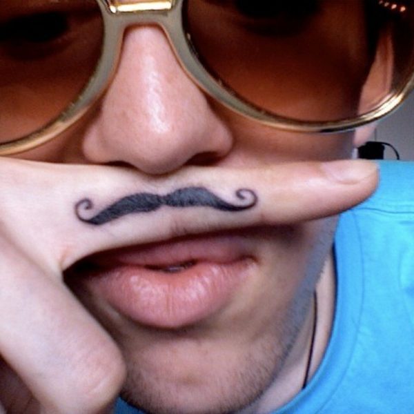 Wonderful Fingerstache Tattoo